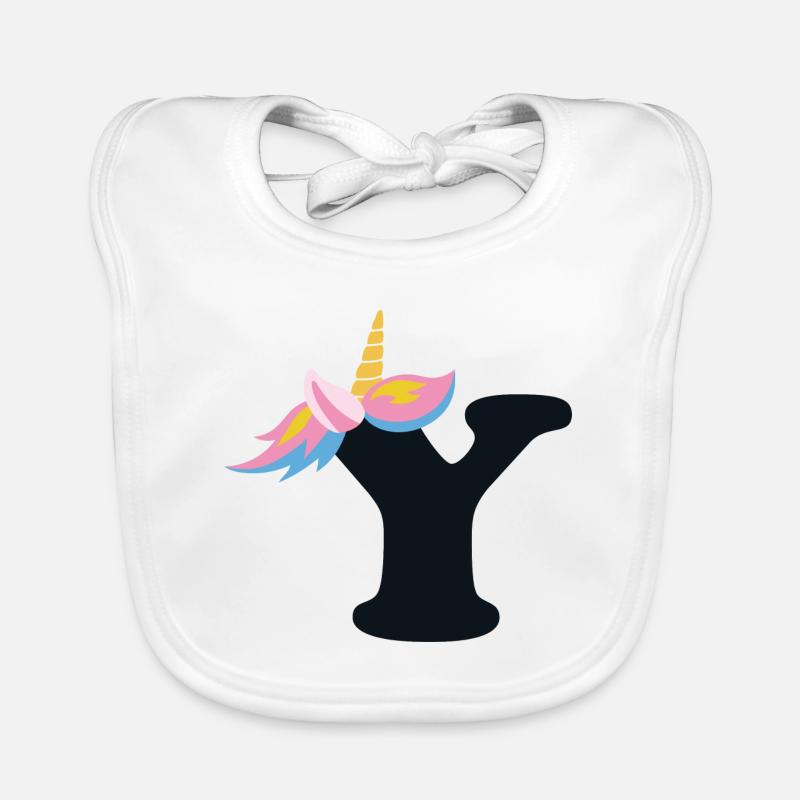 Einhorn-Buchstabe Regenbogenstyle "Y" | be unique Baby Bio-Lätzchen