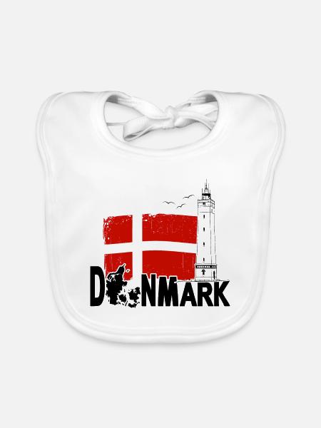 Danemark Blavand Fyr Lighthouse Holiday - Bavoir bio Bébé - blanc - Devant