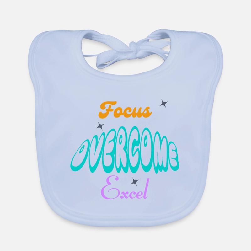 Fucus, Overcome, Excel typography Organic Baby Bibs