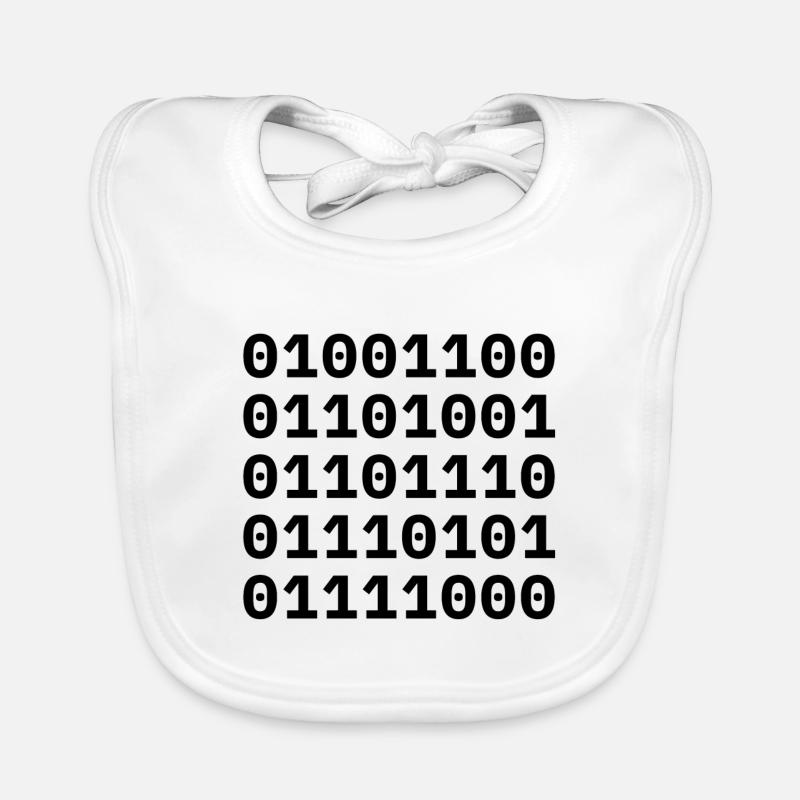 »LINUX« in Binärcode. Baby Bio-Lätzchen