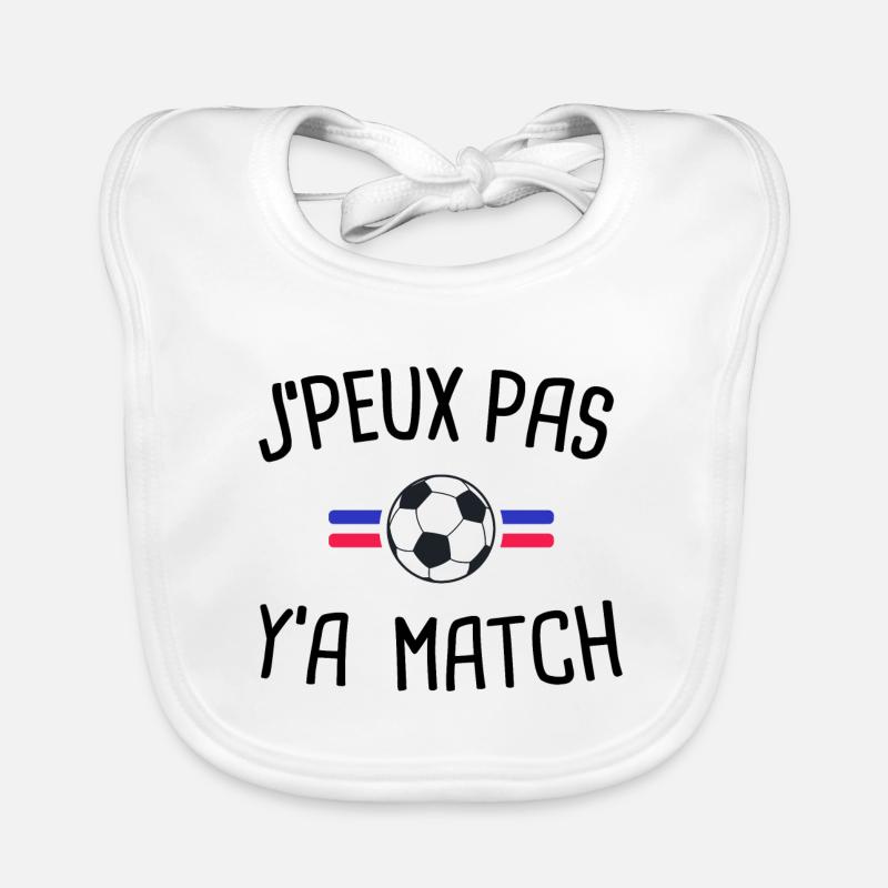 J'peux pas j'ai match de foot - Bavoir bio Bébé - blanc