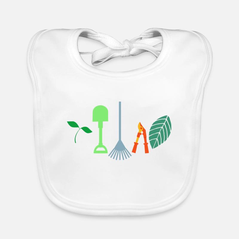 Gartenarbeit Gartengeräte - Baby Bio-Lätzchen - Weiß