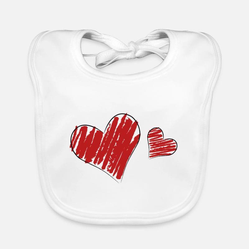 Red colored hearts Organic Baby Bibs