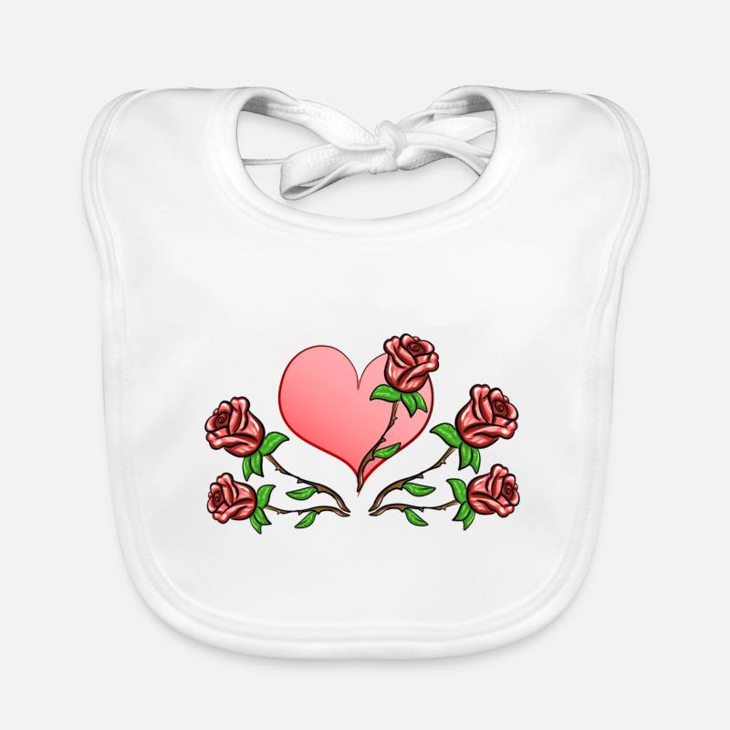 Rose Flowers Plants Heart Red Organic Baby Bibs