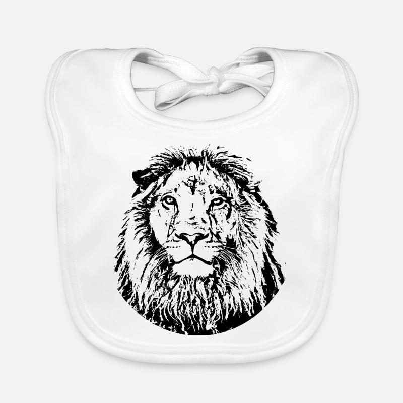 Lion - Bavoir bio Bébé - blanc