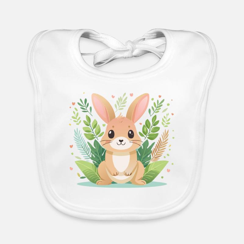 Lapin mignon, grande joie - Bavoir bio Bébé - blanc