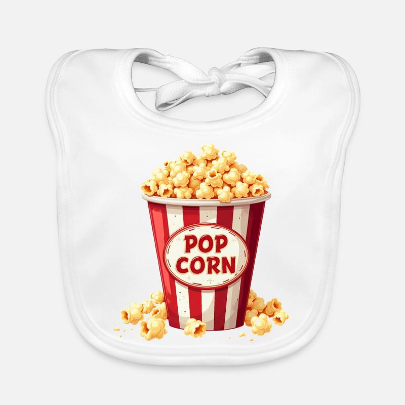 Carnaval costumé de pop-corn - Bavoir bio Bébé - blanc