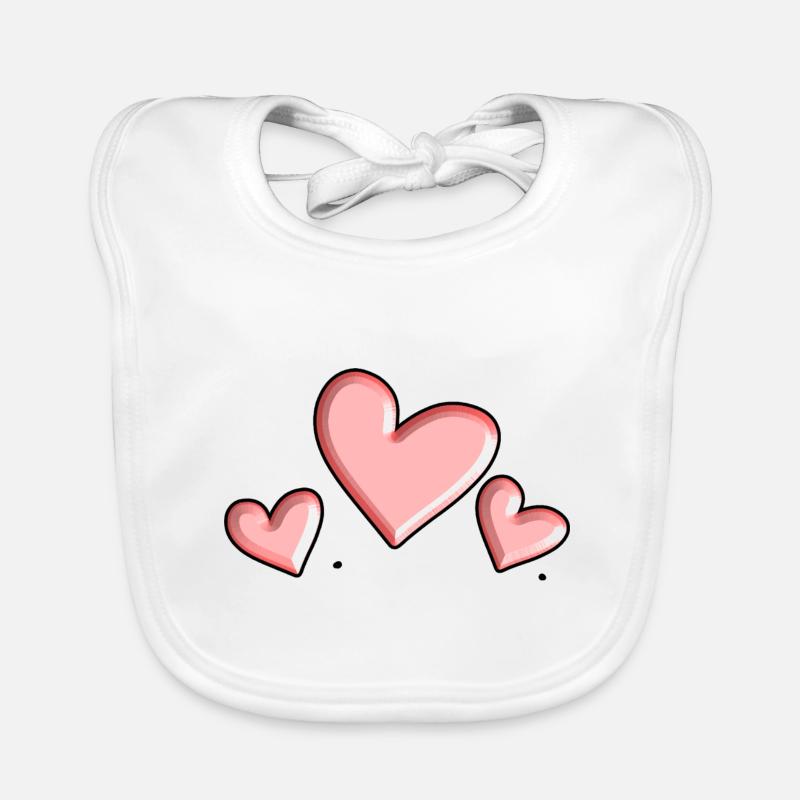 trois cœurs cœur rose Saint-Valentin Bavoir bio Bébé