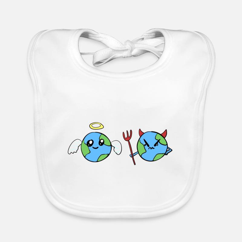 dear evil angel devil earth world symbol Organic Baby Bibs