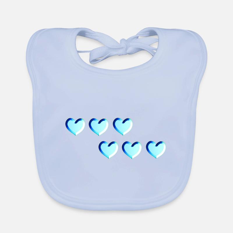six hearts blue glitter pattern Organic Baby Bibs