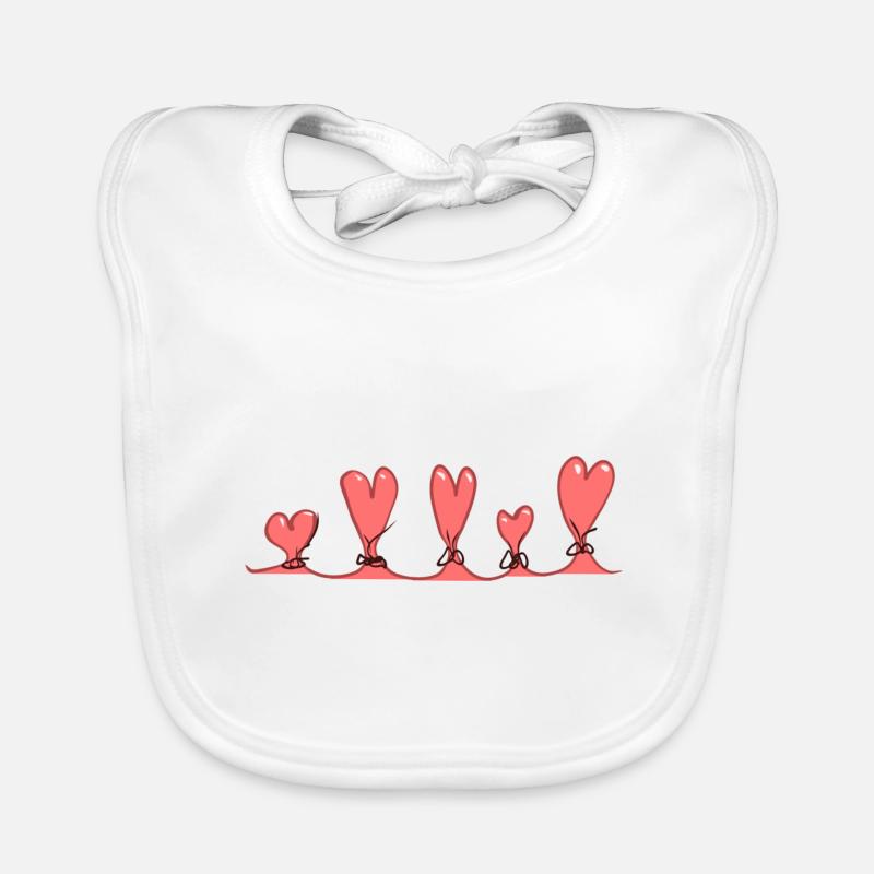 loop line hearts red Organic Baby Bibs