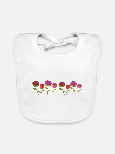 Fleurs Nature Plantes Ligne - Bavoir bio Bébé - blanc - Devant
