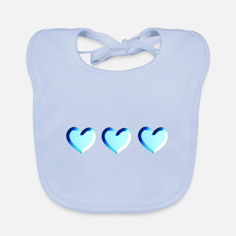 three hearts blue glitter Organic Baby Bibs