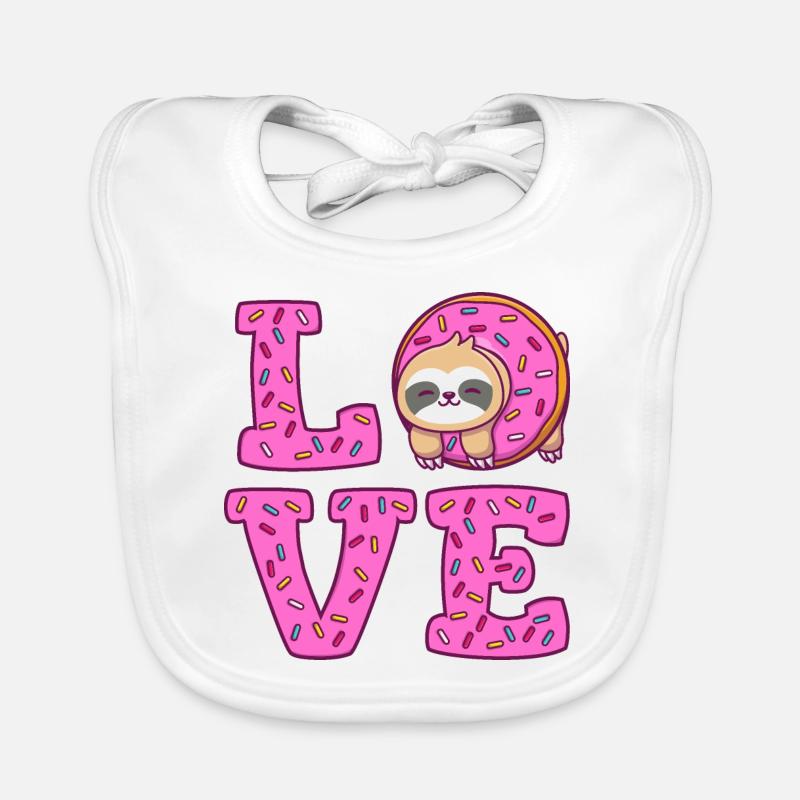 love sloth donut sloth Organic Baby Bibs
