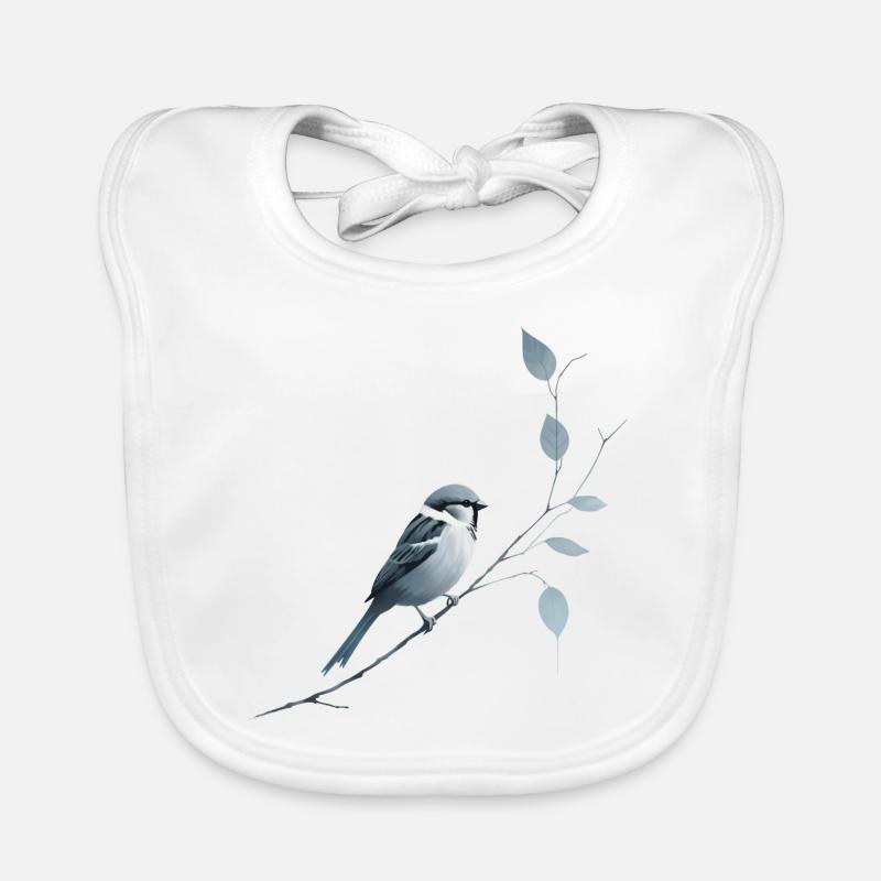 Moineau sur branche Bavoir bio Bébé