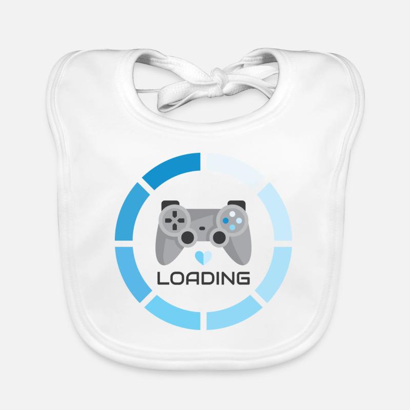 Player Blue Loading - Organic Baby Bibs - white