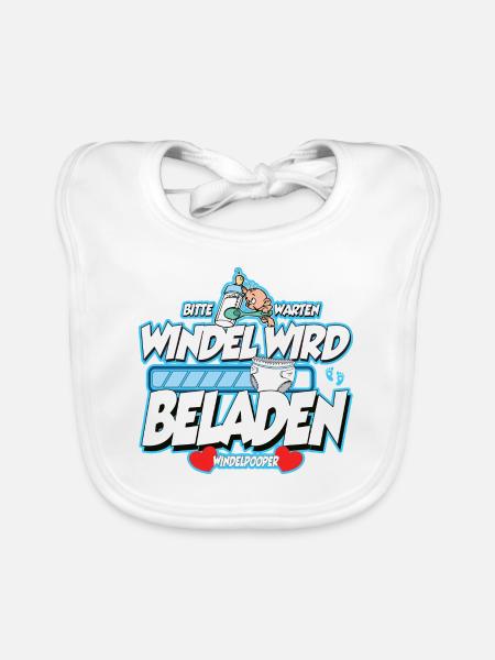 Windelpooper Windel wird beladen Junge Geschenk - Baby Bio-Lätzchen - Weiß - Vorne