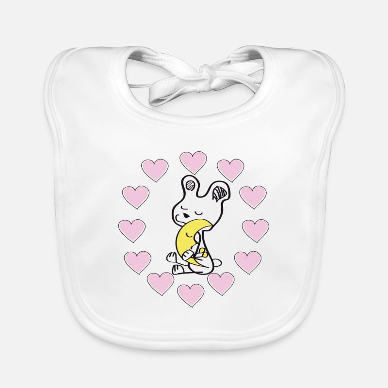 Juste moi mon nounours et ma lune - Bavoir bio Bébé - blanc