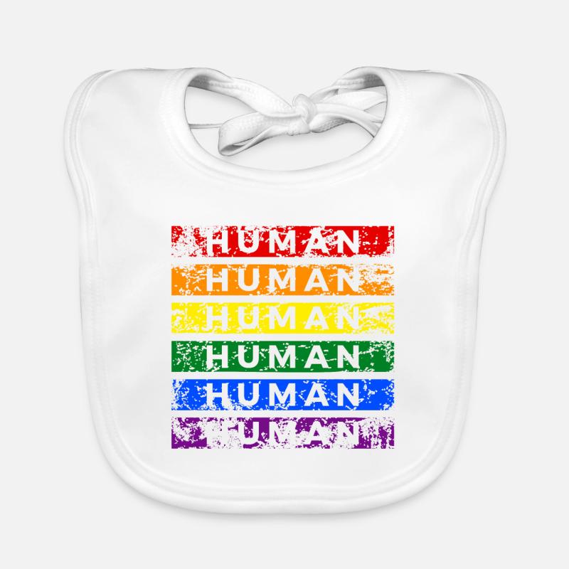 LGBT Human Mensch Regenbogen Geschenkidee - Baby Bio-Lätzchen - Weiß