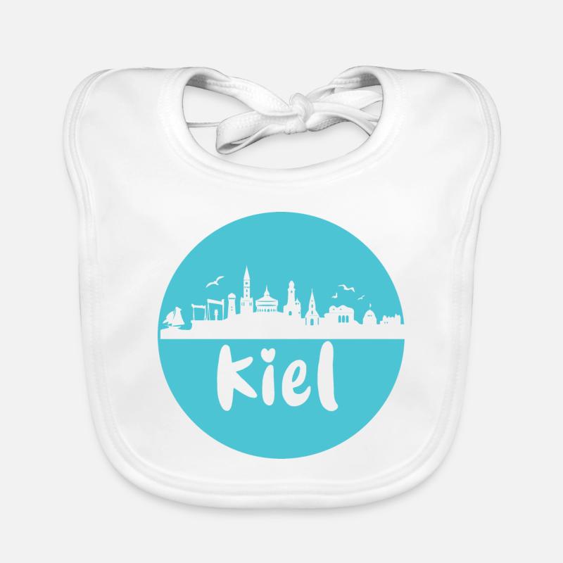 kiel, skyline, kreis, scherenschnitt,blau Baby Bio-Lätzchen