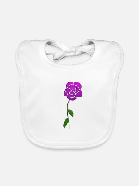 rose blume symbol pflanze lila - Baby Bio-Lätzchen - Weiß