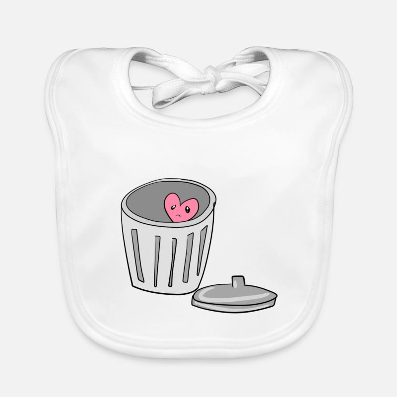 sad heart trash can love lovesickness Organic Baby Bibs
