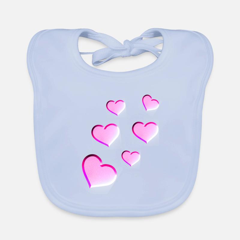 Pink Heart Pattern Coeur Rose Amour Bavoir bio Bébé