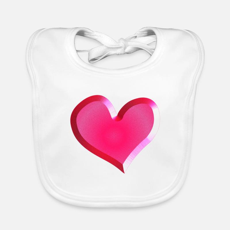 Pink Heart Symbol Glitter Pink Organic Baby Bibs