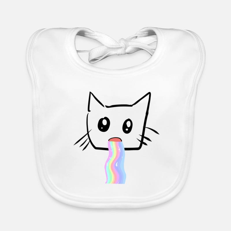 Katze Regenbogen Kotze Tier Süß Baby Bio-Lätzchen