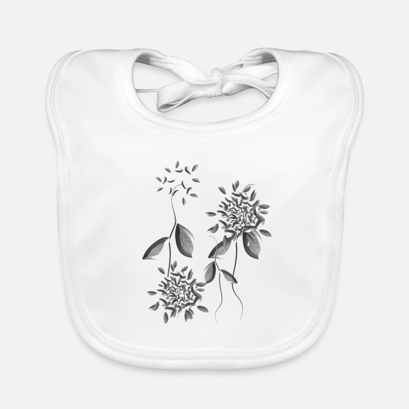grey plant flowers pattern Organic Baby Bibs