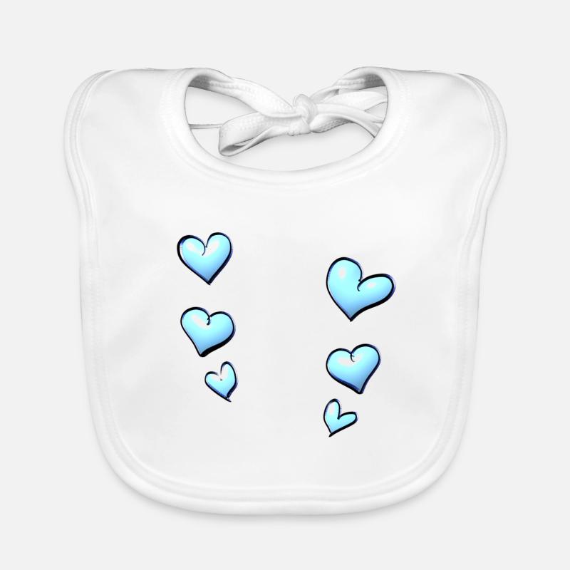 hearts pattern blue Organic Baby Bibs