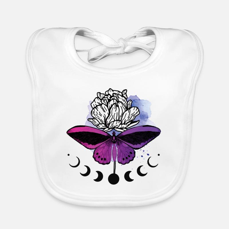Phases de lune Papillon - violet, rose, papillon, fleur Bavoir bio Bébé
