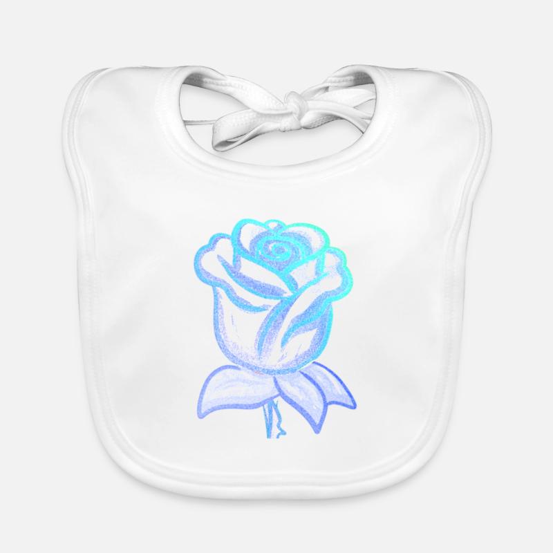 Fleur de rose bleu Bavoir bio Bébé