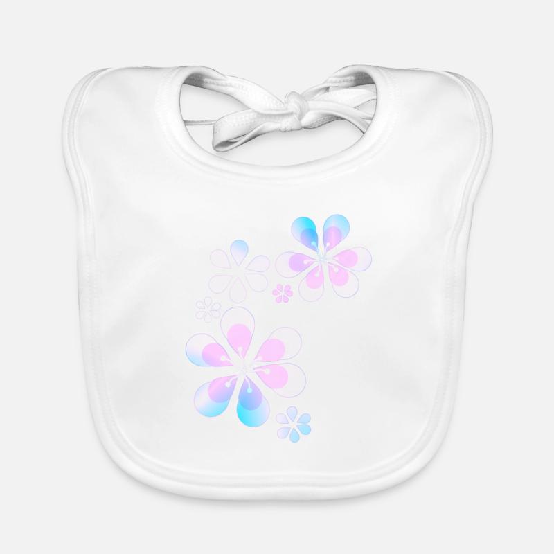 Pink Flowers Pattern Symbol Shape Flowers Organic Baby Bibs