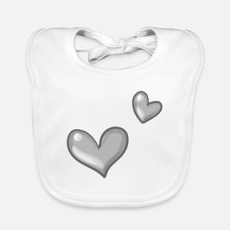Two Grey Hearts Heart Organic Baby Bibs