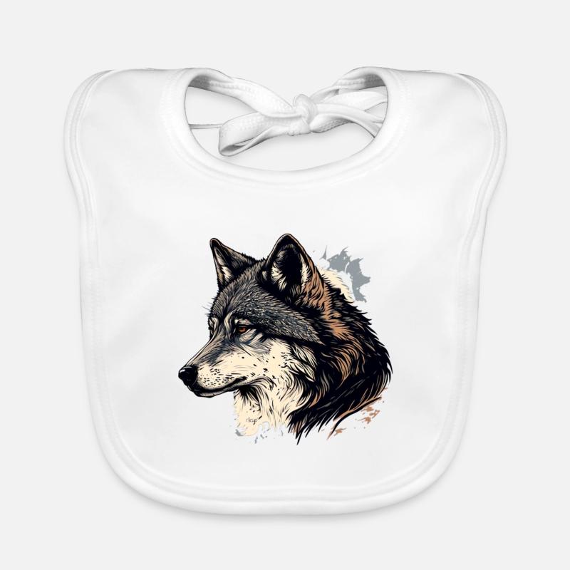 Loup - Bavoir bio Bébé - blanc