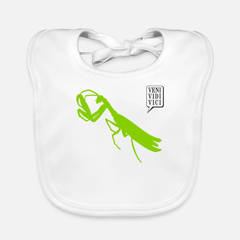Gottesanbeterin / mantis (1c) - Baby Bio-Lätzchen - Weiß