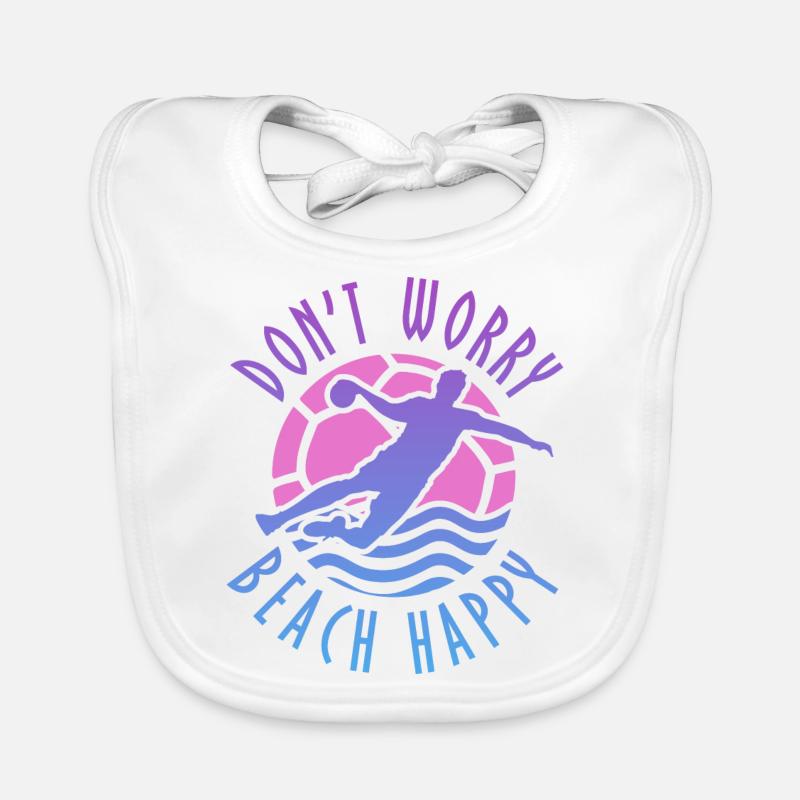 Ne vous inquiétez pas Beach Handball de plage heureux - Bavoir bio Bébé - blanc