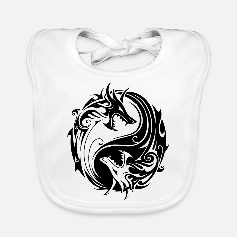 Yin Yang Dragons - Bavoir bio Bébé - blanc