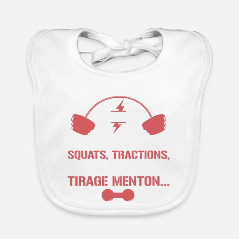 Musculation - Je peux pas - Bavoir bio Bébé - blanc
