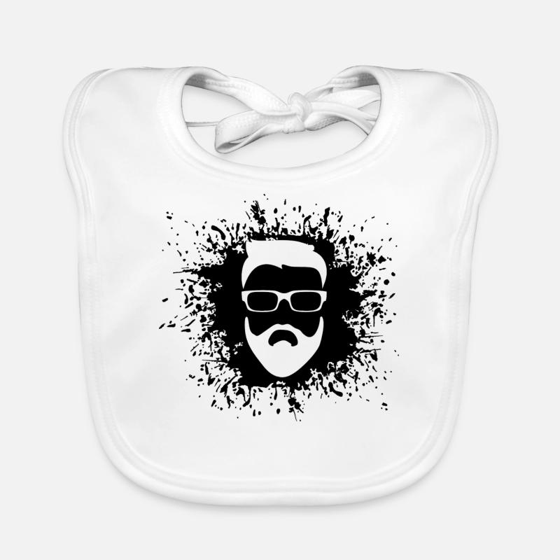 Beard - hipster - stain Organic Baby Bibs