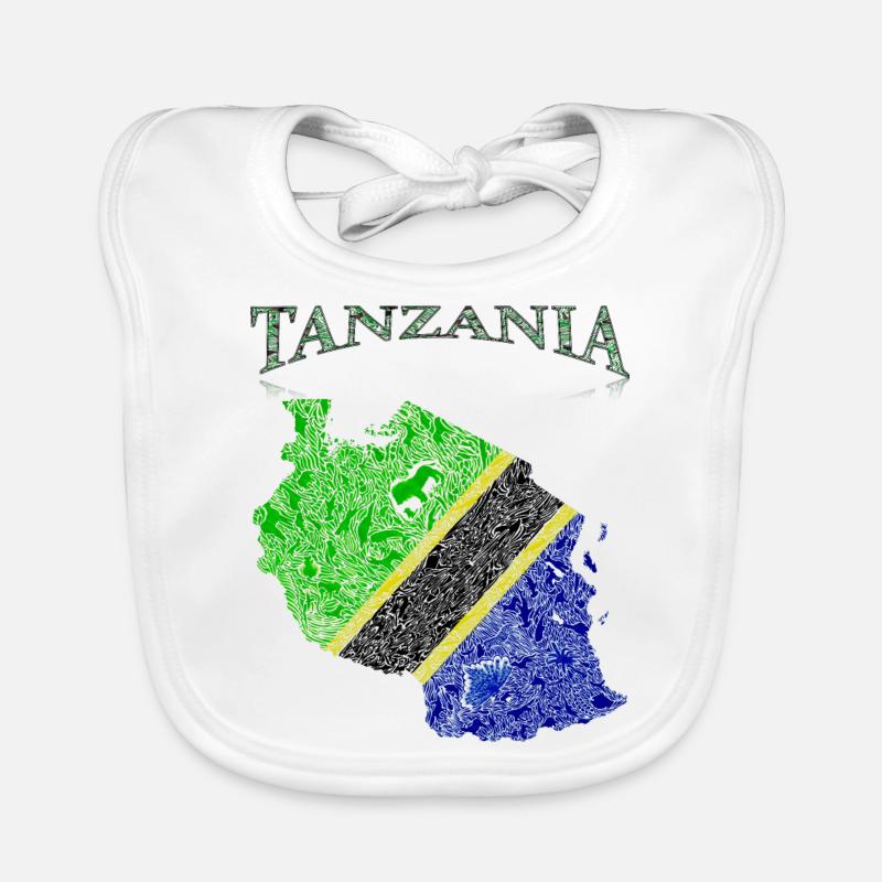 Tanzania Flag Map Organic Baby Bibs