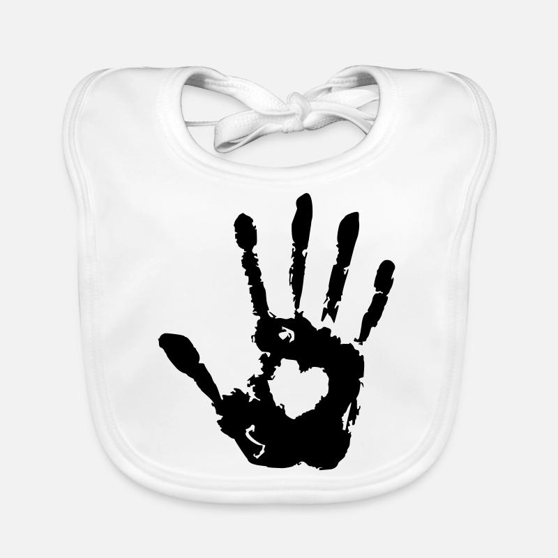 Stop Hand Right with Heart Print Organic Baby Bibs