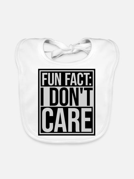 I don't care fact - Organic Baby Bibs - white - Front