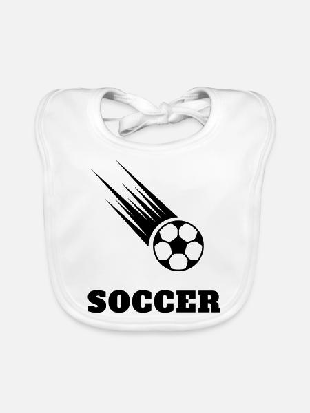 Fußball Soccer - Baby Bio-Lätzchen - Weiß - Vorne