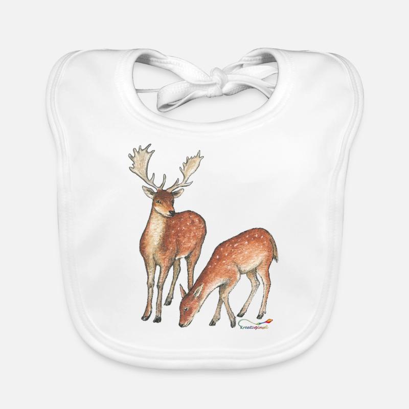 Fallow deer and doe Organic Baby Bibs