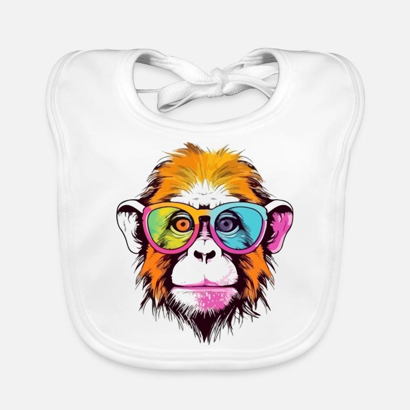 Elvi le singe à lunettes Bavoir bio Bébé