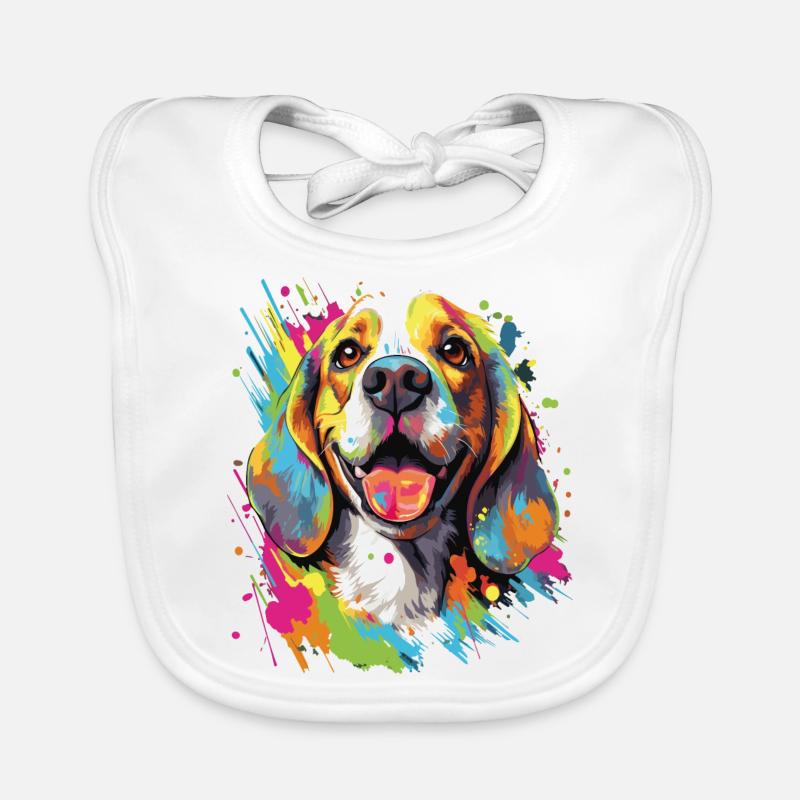 Buntes Beagle Design - Liebevoll und Lebhaft Baby Bio-Lätzchen