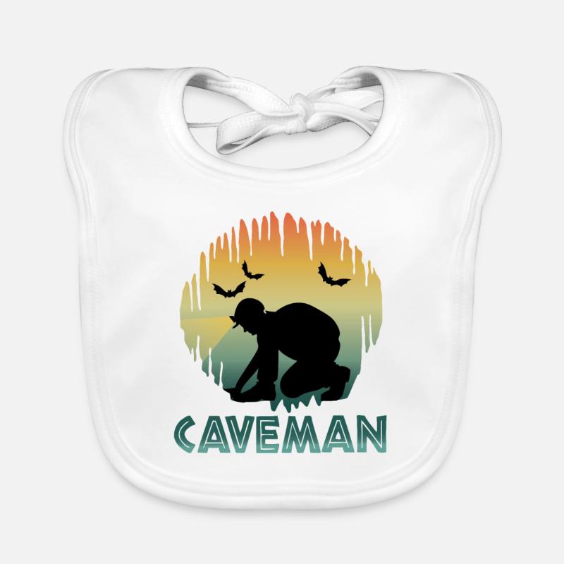 Caveman - Caving - Cave Explorer Speleology Organic Baby Bibs