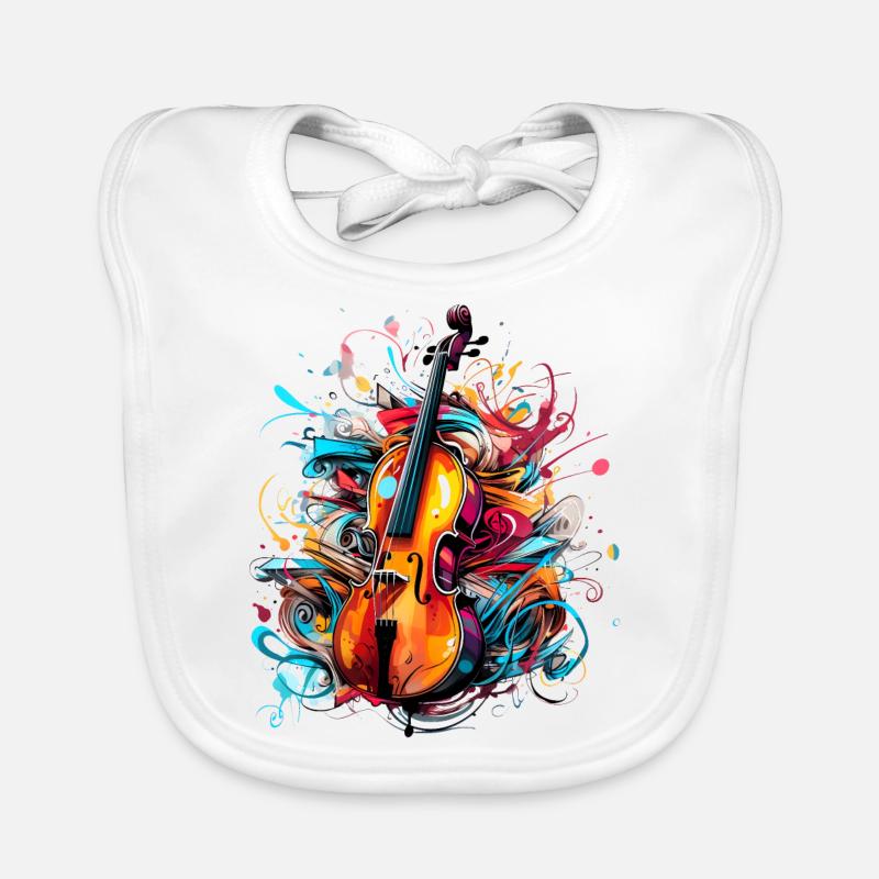 Violin Graffiti Style Organic Baby Bibs